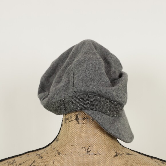 Y2K Black Wool Blend Baker Boy Cap - Picture 3 of 6